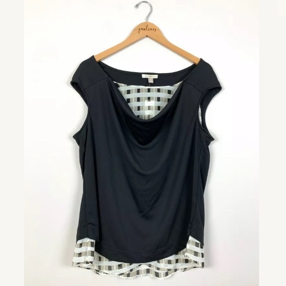 Roz & Ali Tops - NWT Roz & Ali Black Cap Sleeve Layered Plus Top